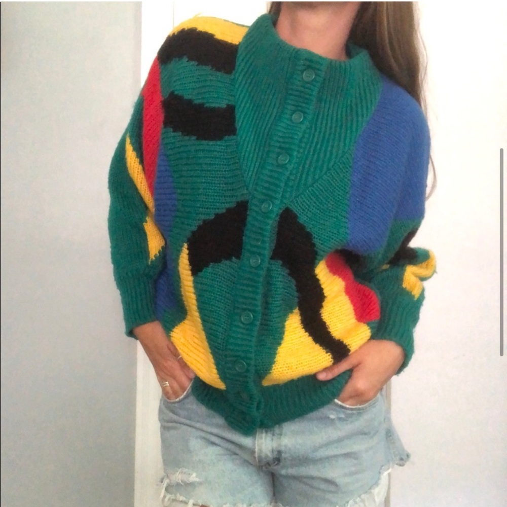 Vintage color block mock neck sweater - Picture 3 of 9